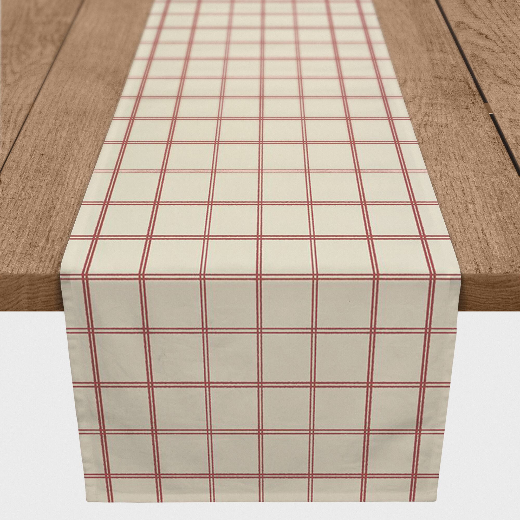 90" & Cream Check Cotton Twill Runner